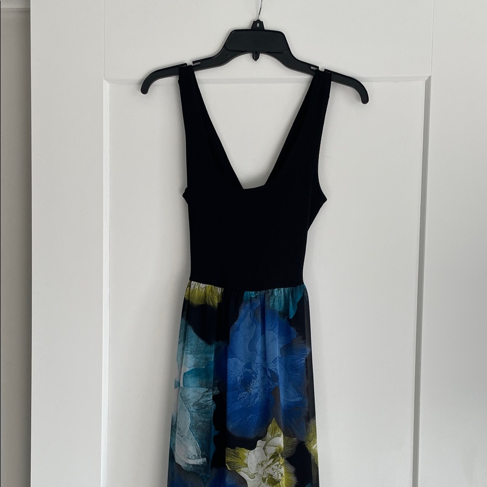 Le Lis Black and Blue Floral Maxi Dress